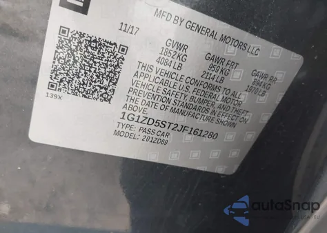 2018 Chevrolet Malibu Lt из США, поврежденный, VIN 1G1ZD5ST2JF161280